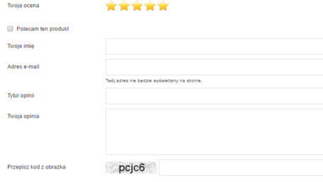 <b>Krok 3:</b> Dodaj swoją ocenę produktu i treść recenzji. 