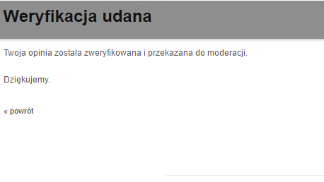 <b>Krok 5: </b>Otrzymasz link weryfikacyjny na podany przez siebie adres mailowy. Kliknij w niego, by zatwierdzić recenzję. Gotowe! 