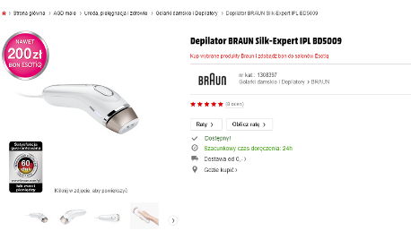 <b>Krok 1</b>: Wejdź na <a href="https://mediamarkt.pl/agd-male/depilator-braun-silk-expert-ipl-bd5009"><b><u>stronę urządzenia Braun Silk-expert IPL 5009 w mediamarkt.pl</b></u></a>.