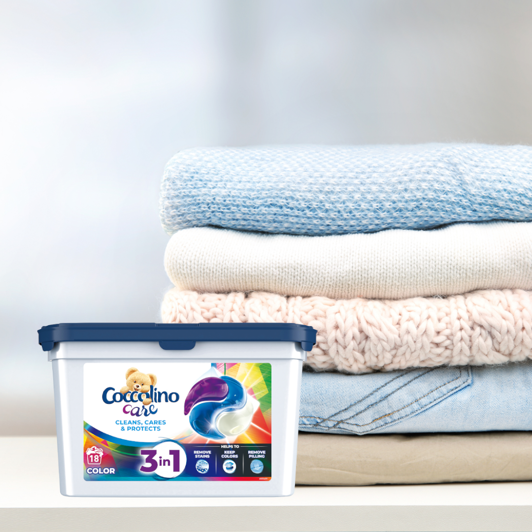 Stwórz kompozycję z użyciem opakowania kapsułek Coccolino Care