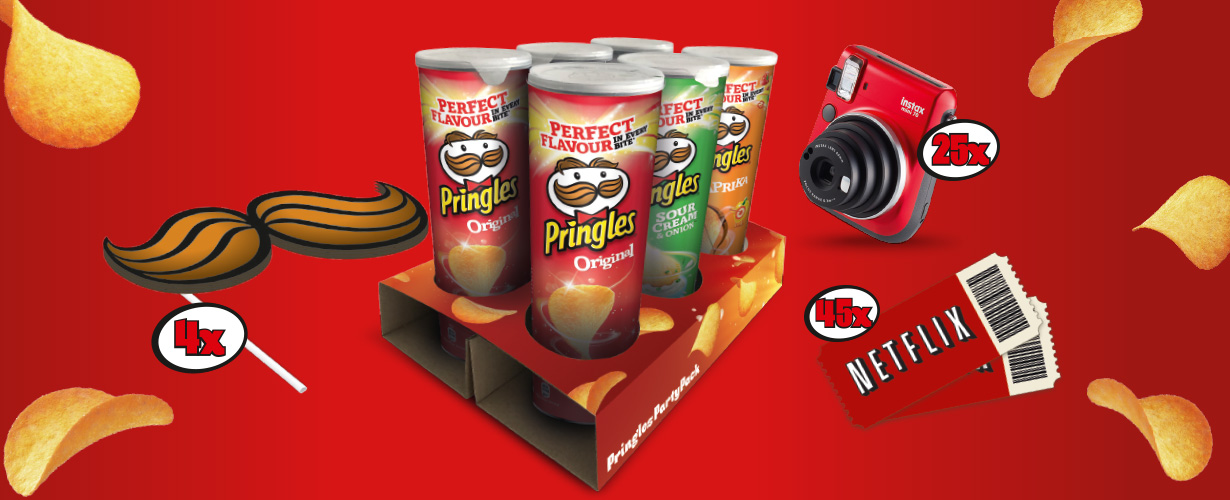 Otrzymaj Party Pack i ciesz się chwilą z Pringles jak chcesz! Zaskocz znajomych z hashtagiem #PringlesMyWay i zdobądź jeden z 25 aparatów Instax lub jeden z 45 kodów miesięcznego dostępu do Netflix!