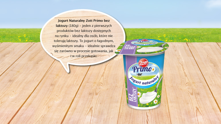 W ramach projektu możesz zakupić jogurt naturalny Zott Primo bezlaktozowy - idealny dla osób, które nie tolerują laktozy.