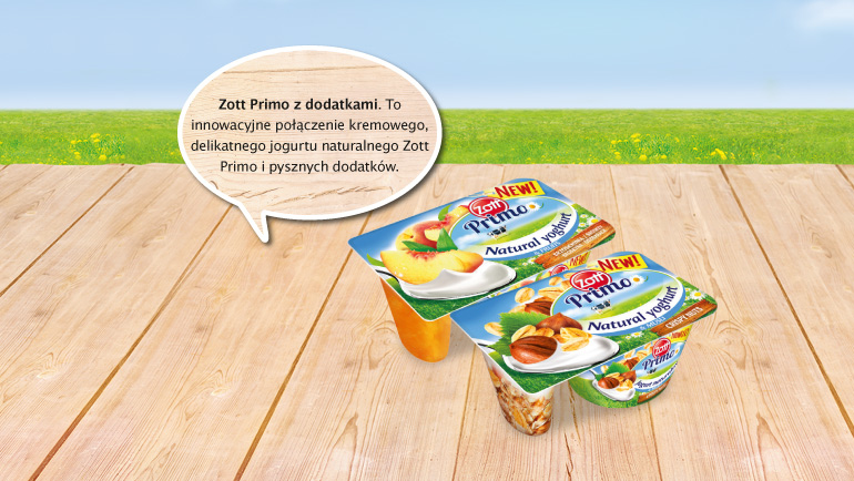 A jeżeli Ty lub Twoi bliscy będziecie mieć ochotę na przekąskę, sięgniecie po Zott Primo z dodatkami.