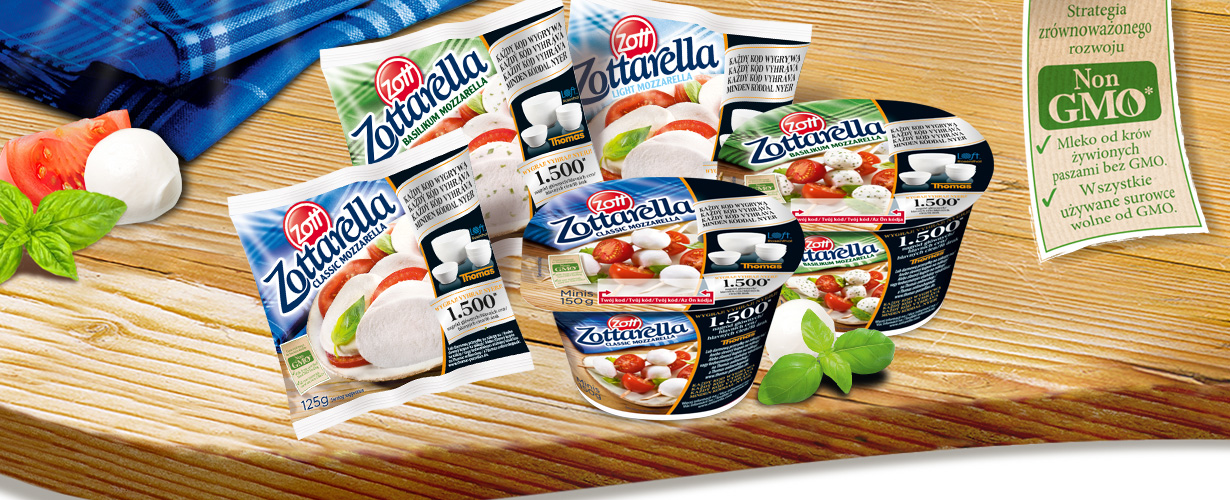 W ramach projektu możesz kupić Zottarellę Minis 150g Classic, Basilikum oraz Ball 125g Classic, Basilikum, Light! 
