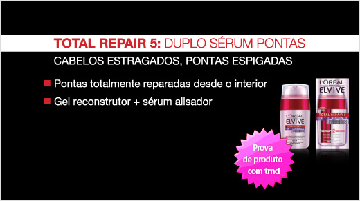 Duplo Sérum Pontas Total Repair 5: um cuidado para pontas espigadas e cabelo danificado. A sua aplicação diária em cabelo seco ou húmido tem uma ação reparadora integral.