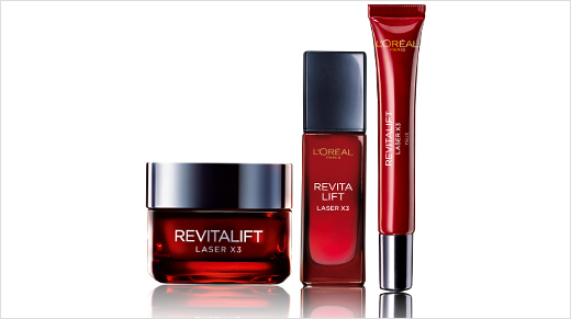 A gama Revitalift Laser X3 conta com três soluções que se complementam no combate às rugas: o Cuidado Dia, o Sérum e o Cuidado Olhos.