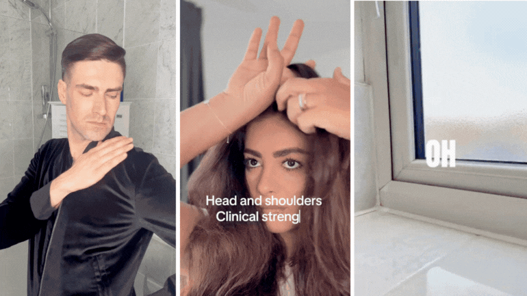 Gifs of influencer videos showing Head & Shoulders Clinical Strength