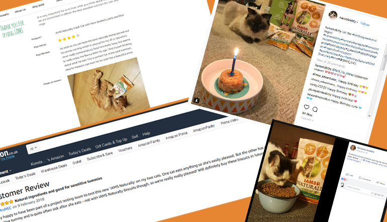 We spread the news online anbout IAMS Naturally using the #IAMSnaturally & also tagging the IAMS team with @iams_uk1